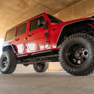 New Release DV8 Offroad Jeep Wrangler OE Plus Series Side Step Bars; Textured Black SRJK-08 (07-18 Jeep Wrangler JK 4-Door) - Free Shipping